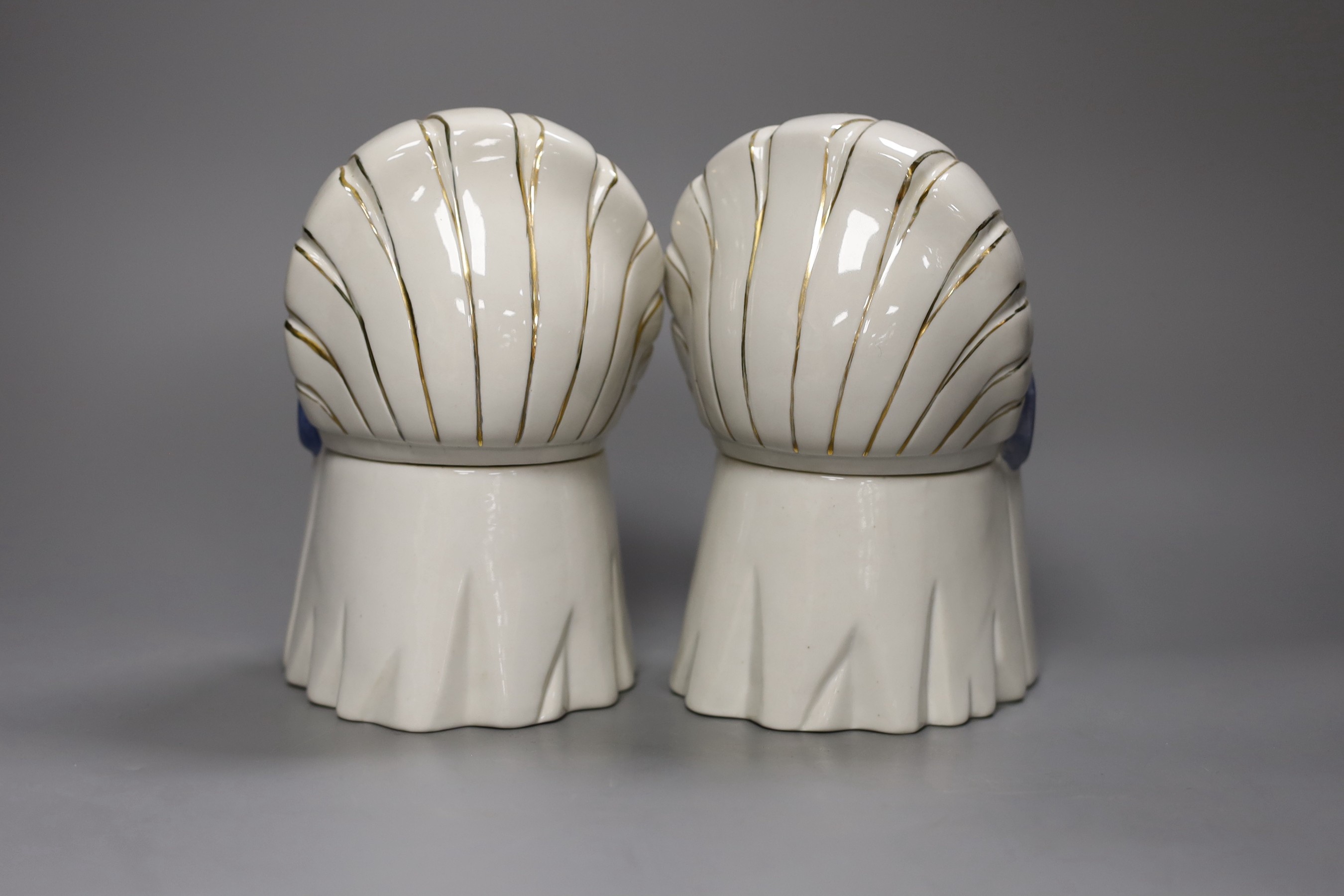 A pair of Robj Art Deco figural bonbonnieres, 17cm